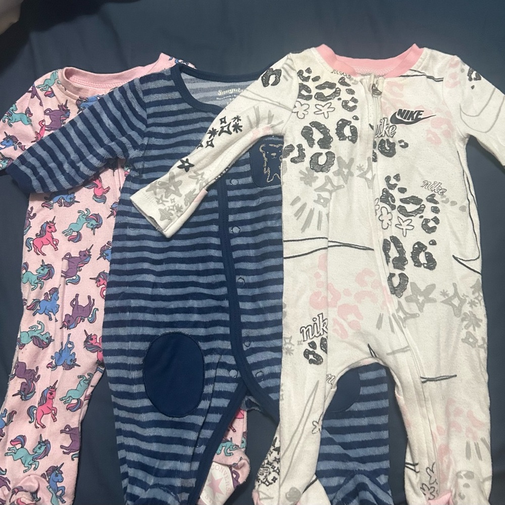 Baby One Piece Pajamas set - Pink and Gray